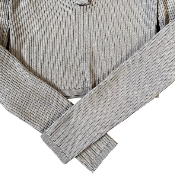 Babaton Excerpt sculpt knit polo long sleeve ribbed size S excellent condition - Picture 5 of 11